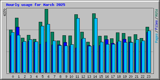 Hourly usage for March 2025